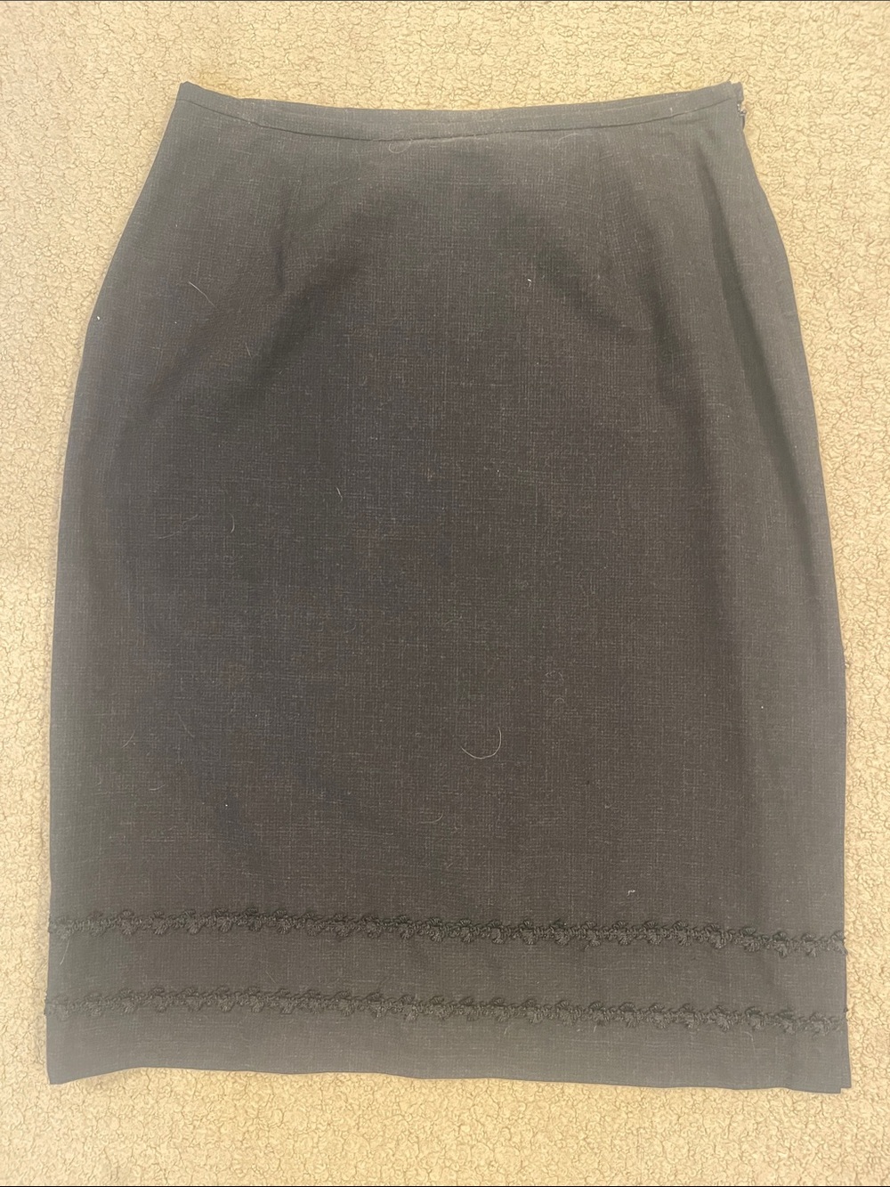 Harold's Black Pencil Skirt with Hem Trim